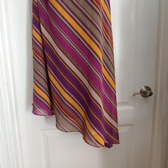 Lauren Ralph Lauren Striped Georgette One-Shoulder Dress Asymmetric 18 - Picture 5 of 13